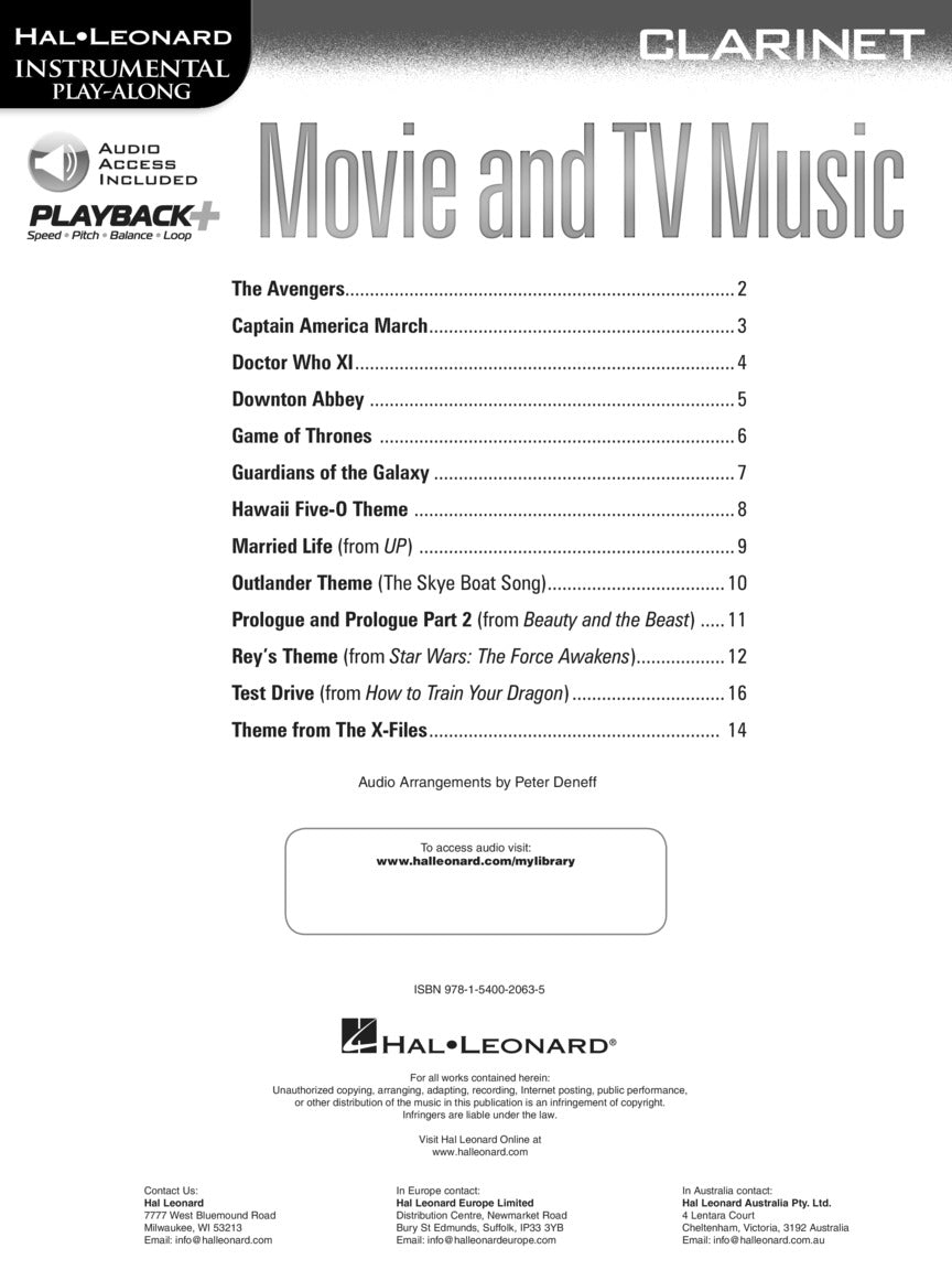 Movie and TV Music for Clarinet