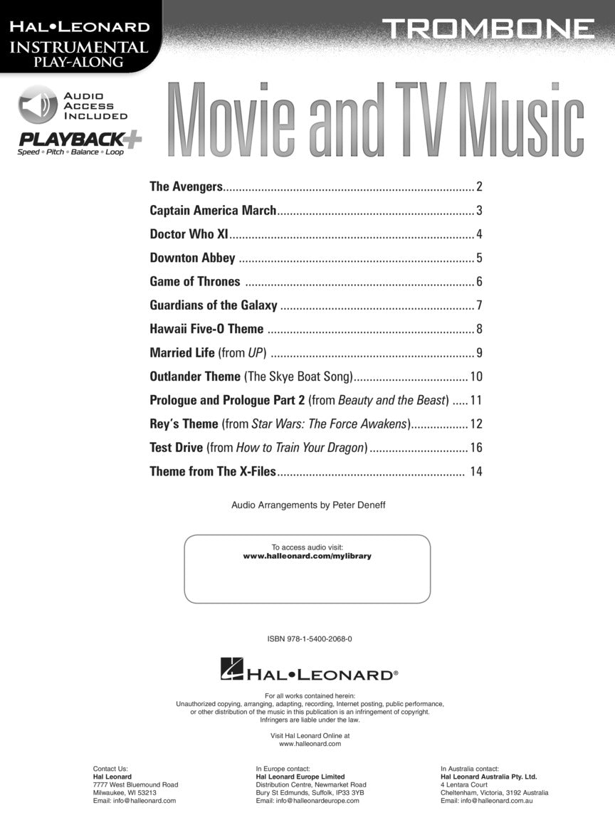 Movie and TV Music for Trombone