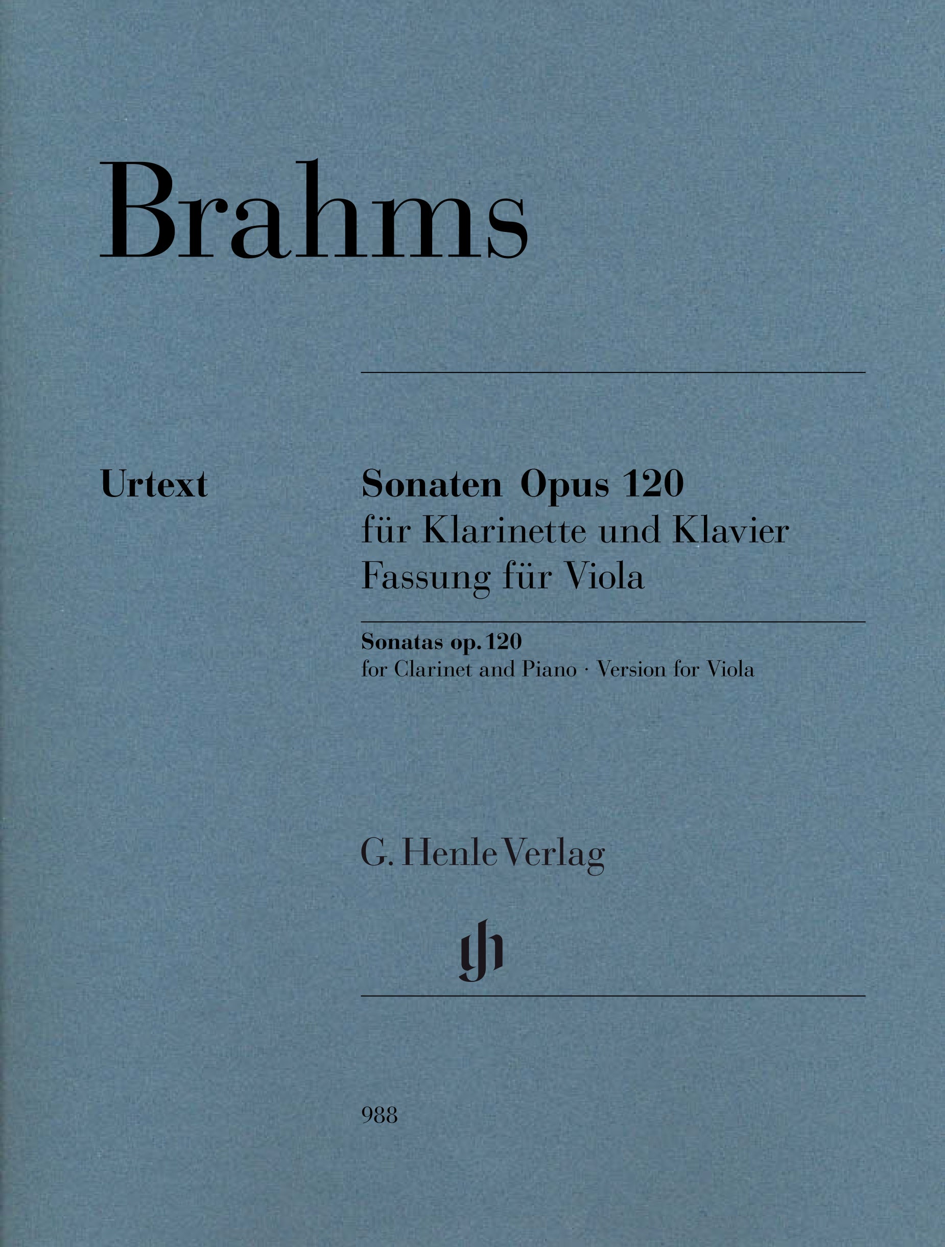 Brahms: Clarinet Sonata Op. 120, Edition for Viola & Piano