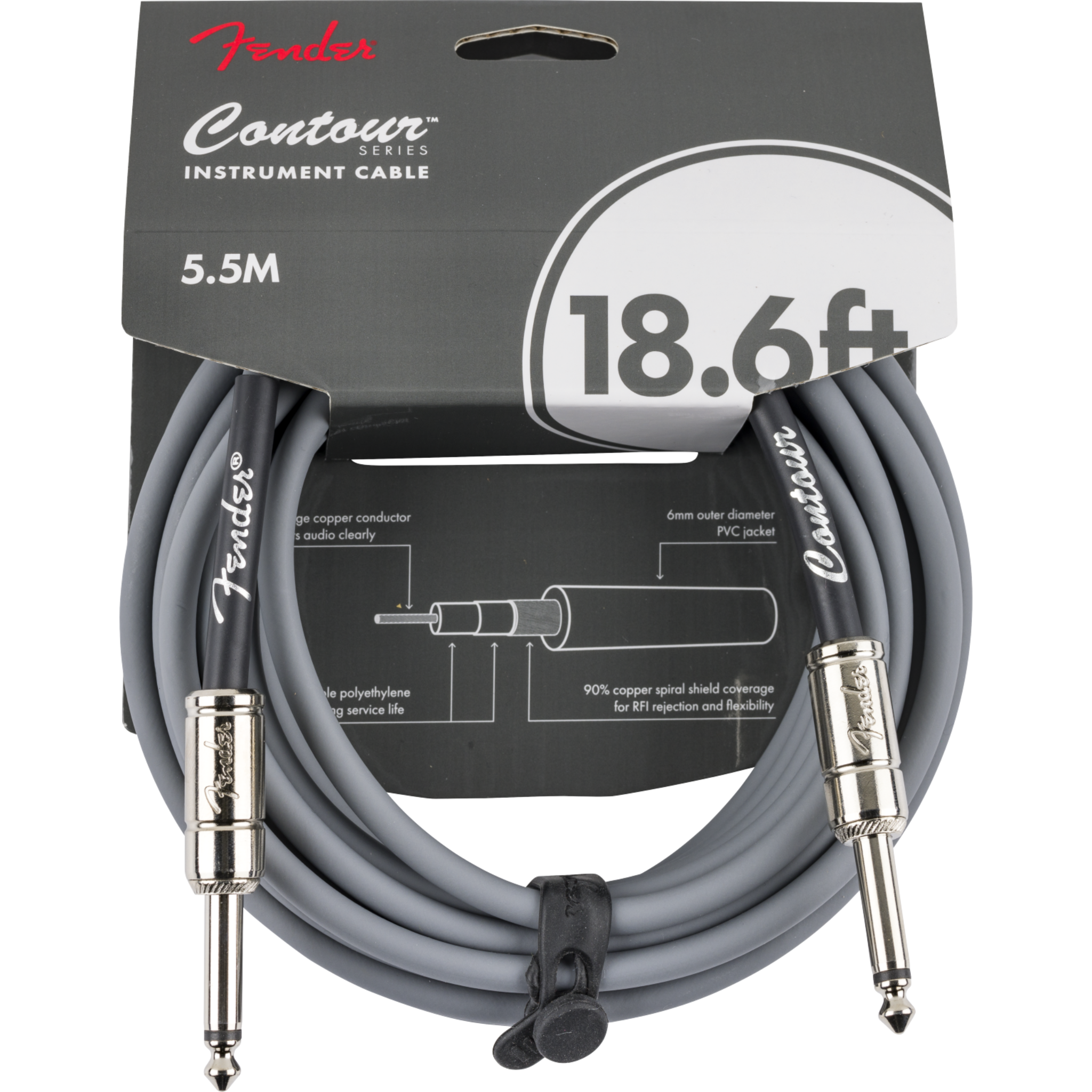 Fender Contour Series Instrument Cable, Inca Silver