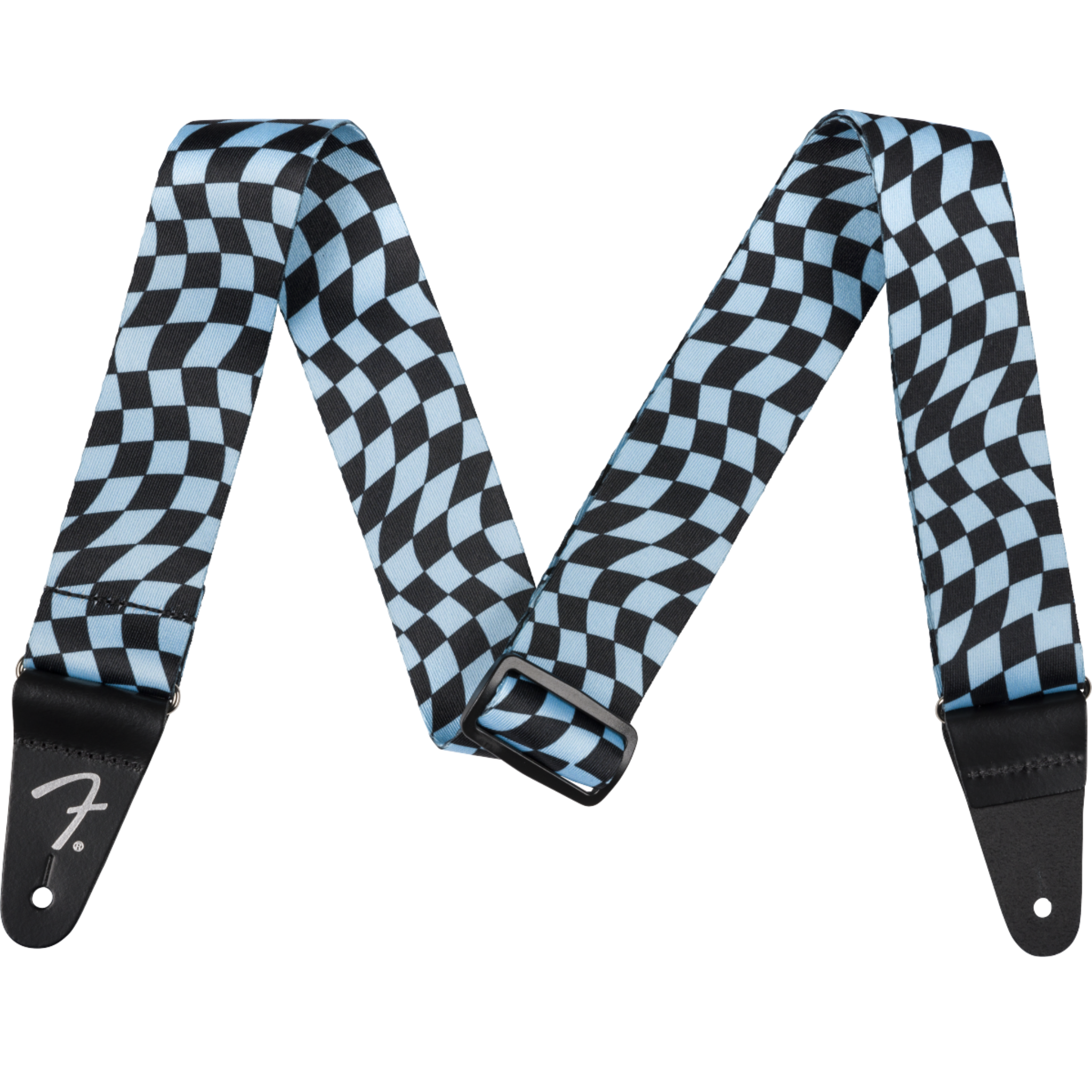 Fender Wavy Checkerboard Polyester Strap, Blue
