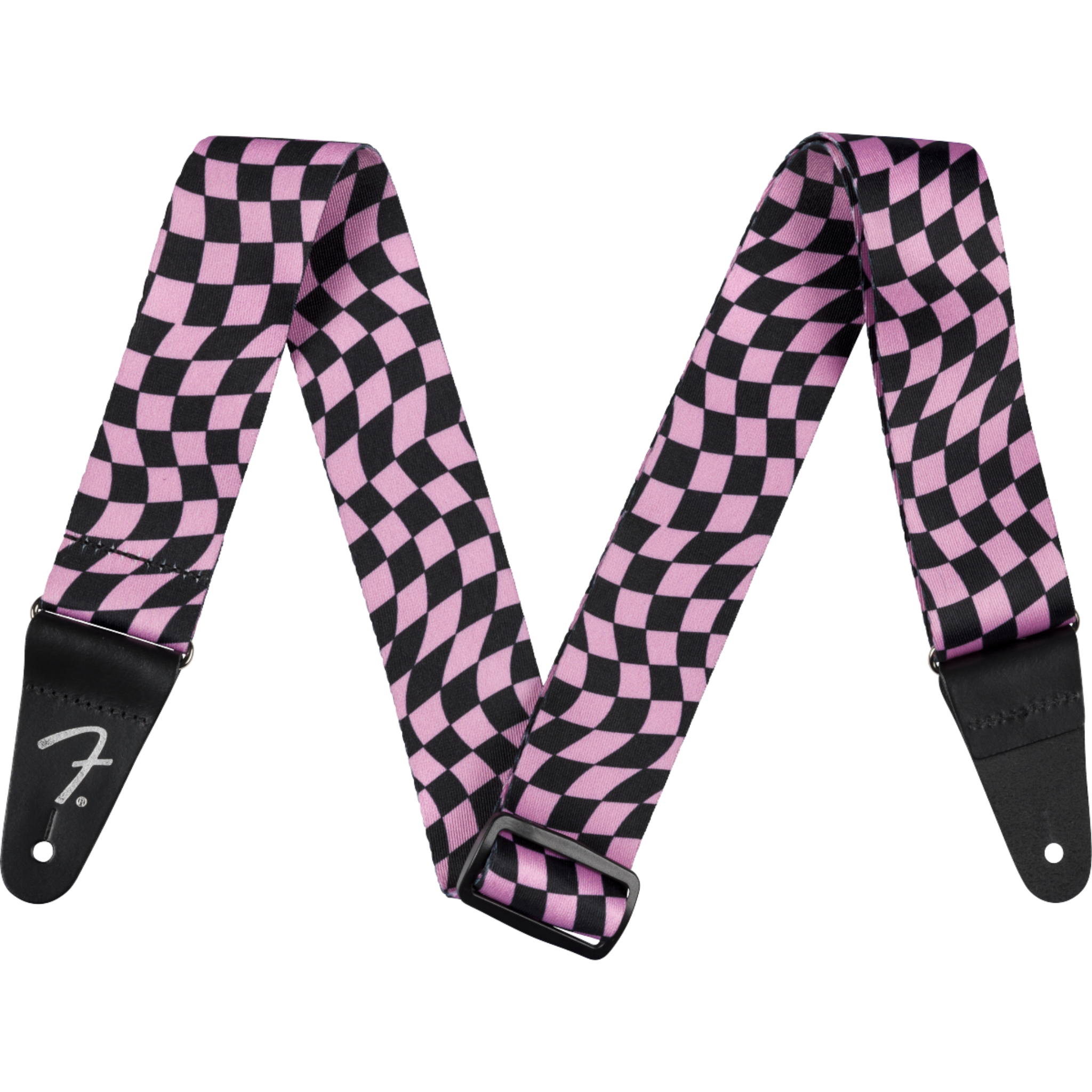 Fender Wavy Checkerboard Polyester Strap, Pink