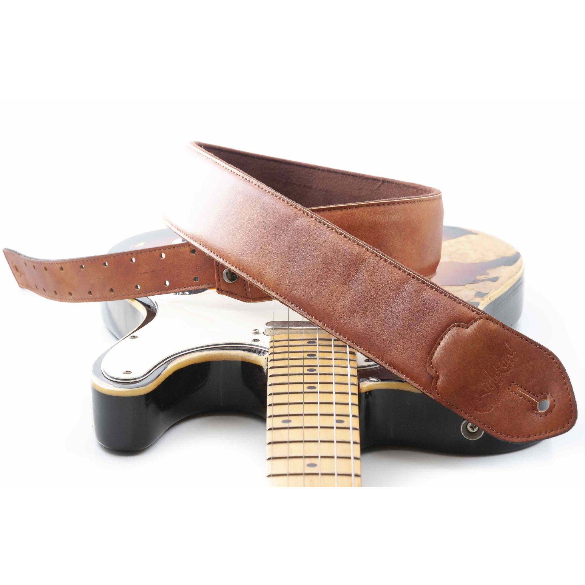 RightOn! Vintage Guitar Strap, Light Brown
