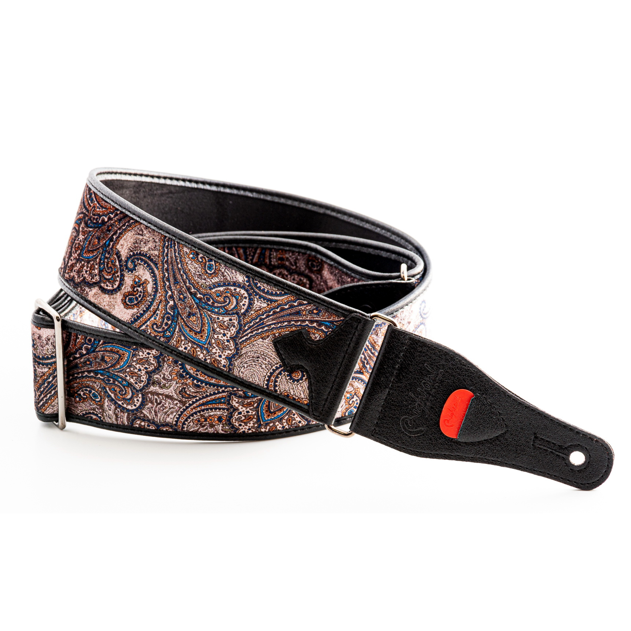RightOn! Paisley Velvet-60 Guitar Strap, Brown