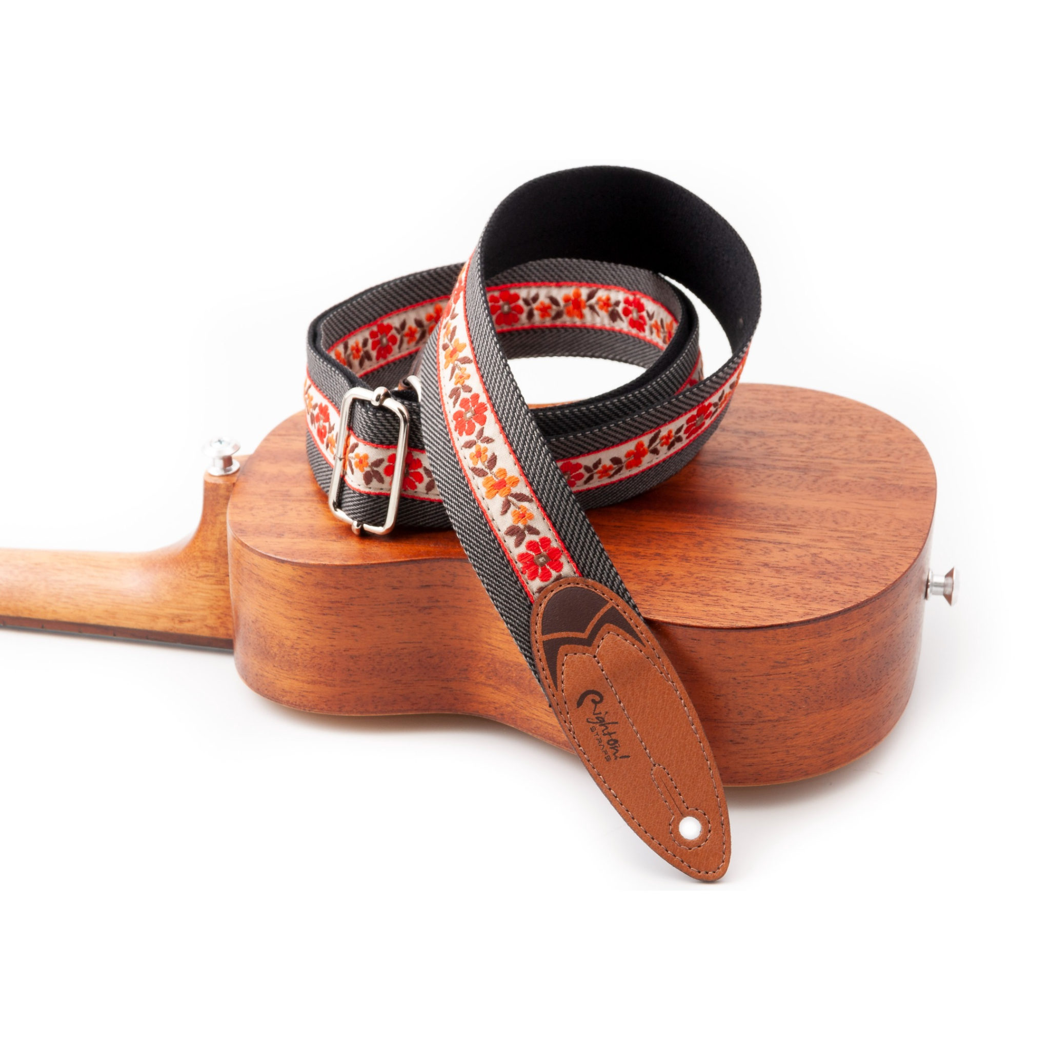 RightOn! Surf Hawaii Guitar Strap, Black