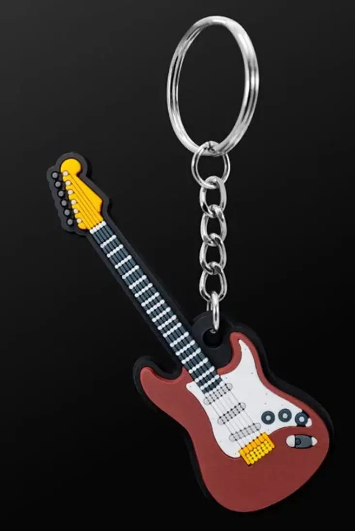 Music Key Ring - Electric Guitar (Brown)