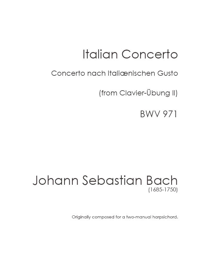 Bach: Italian Concerto, BWV 971