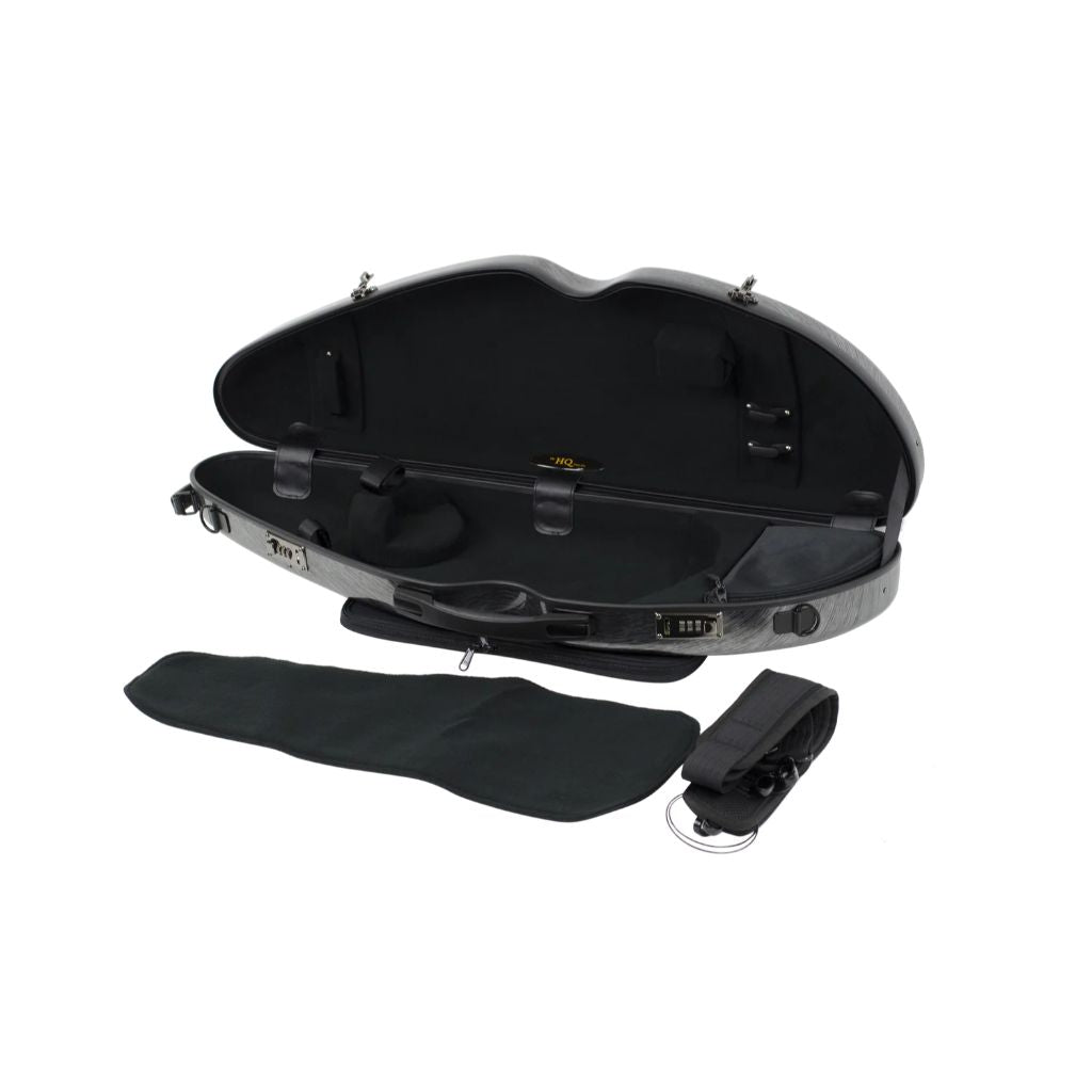 HQ Half Moon Violin Case, Black & Silver