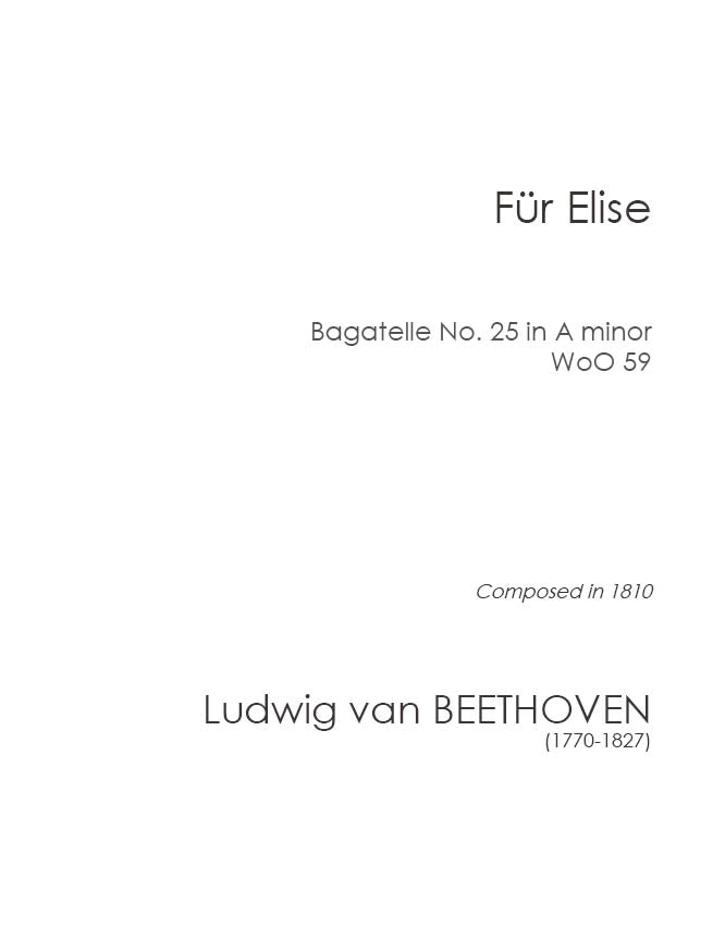 Beethoven: Fur Elise, Bagatelle No. 25 in A minor, WoO 59