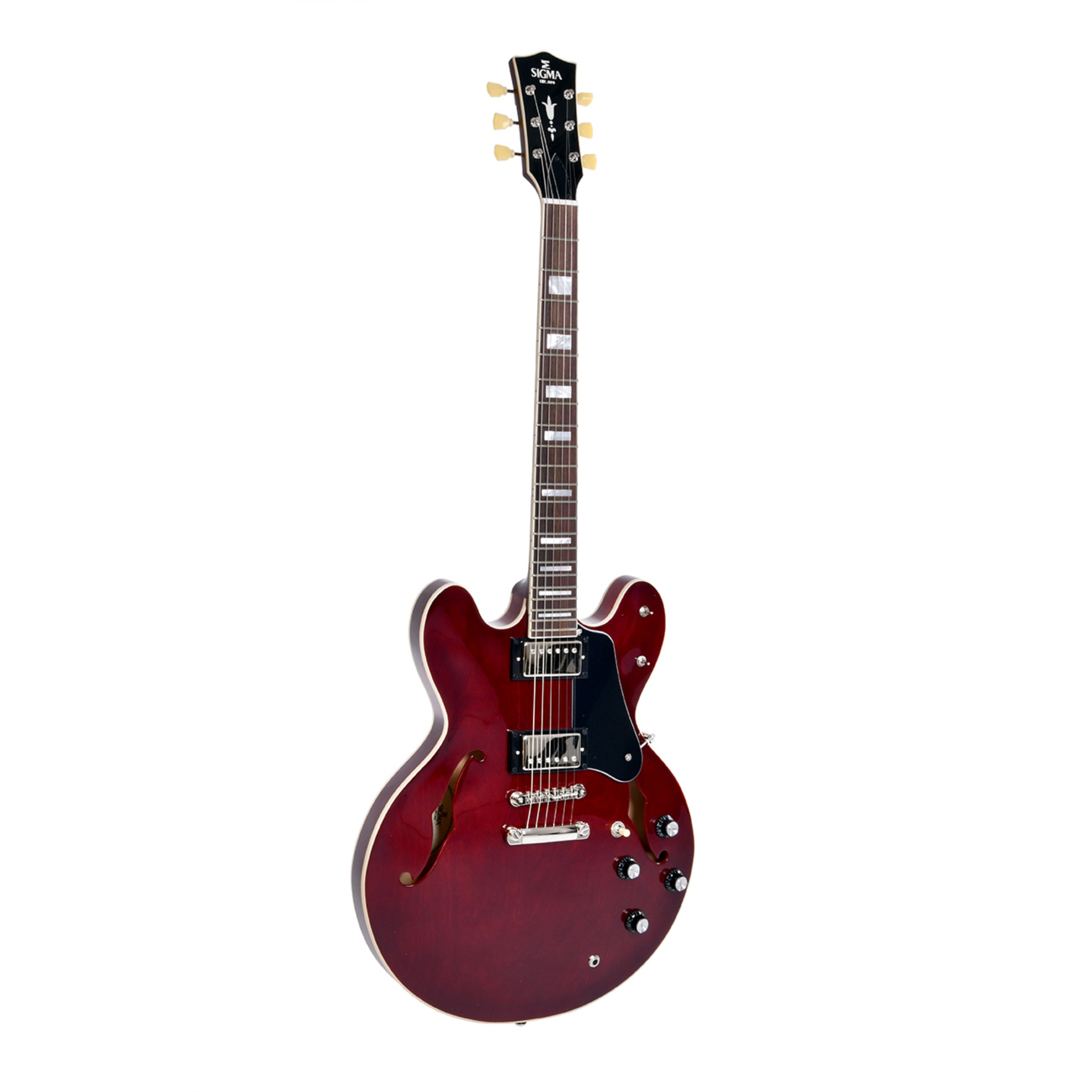 Sigma Semi-Hollow Electric Guitar, Cherry Red