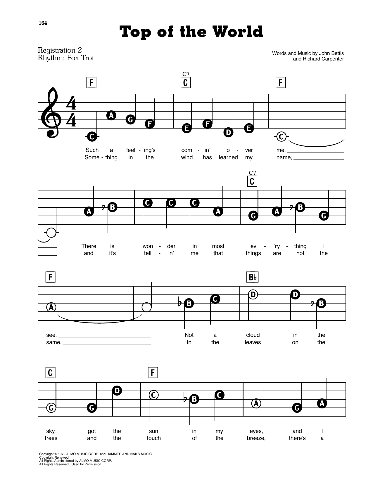 E-Z Play Piano 185, The Carpenters