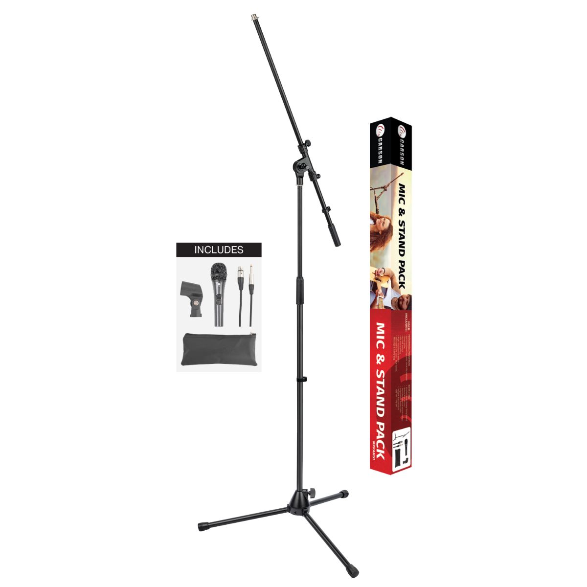 Carson Microphone, Stand & Accessories Pack