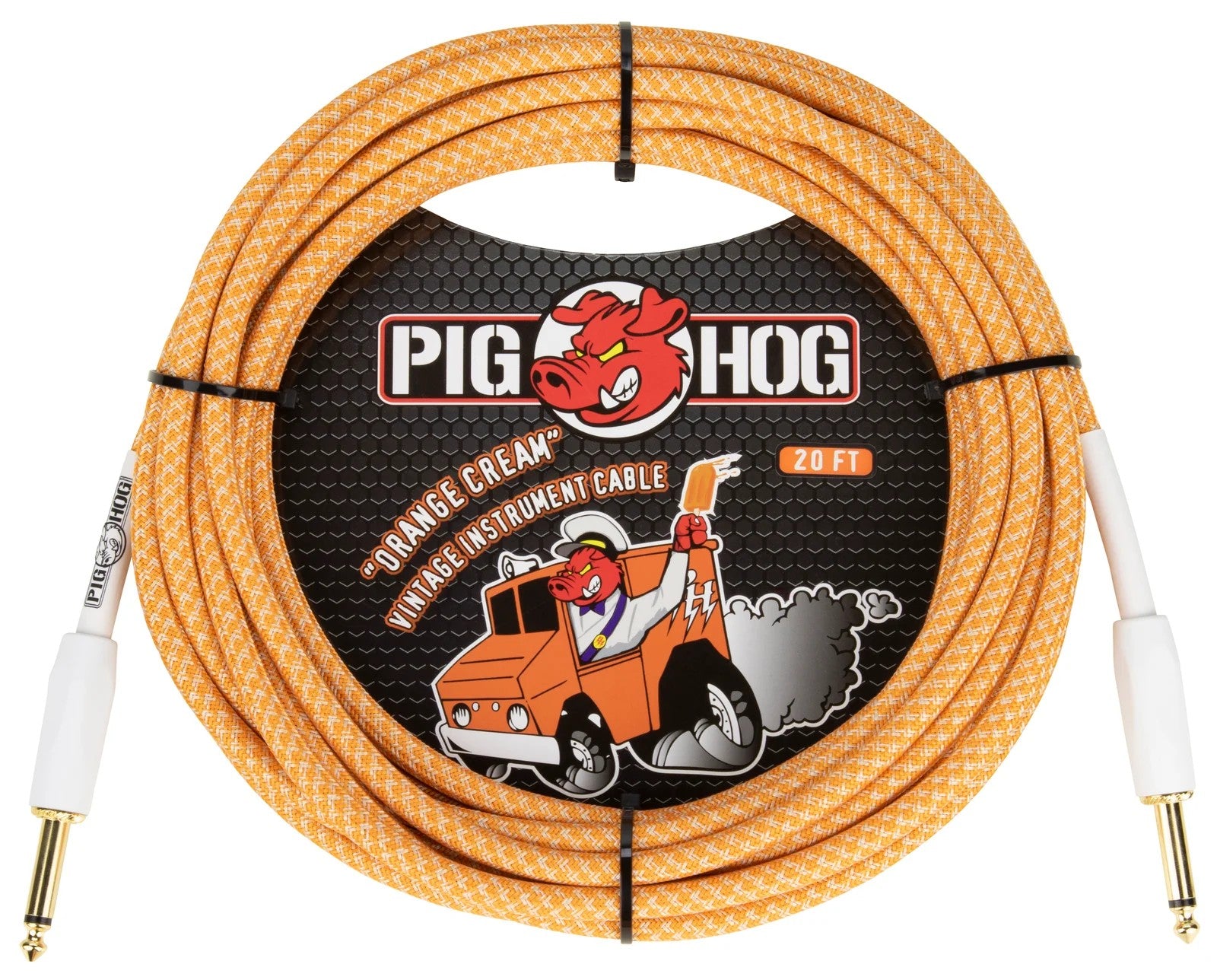 Pig Hog Instrument Cable 20ft, Orange Creme