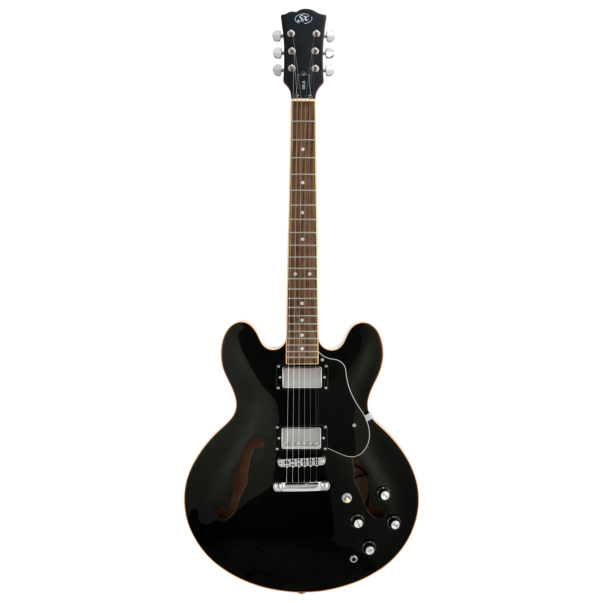 SX 335 Style Semi-Hollow Guitar, Black