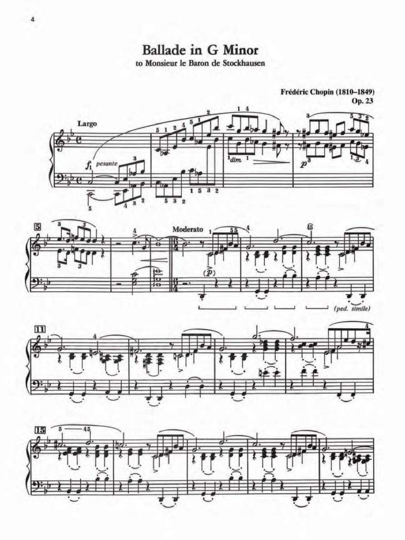 Chopin: Ballade in G Minor for Piano Solo