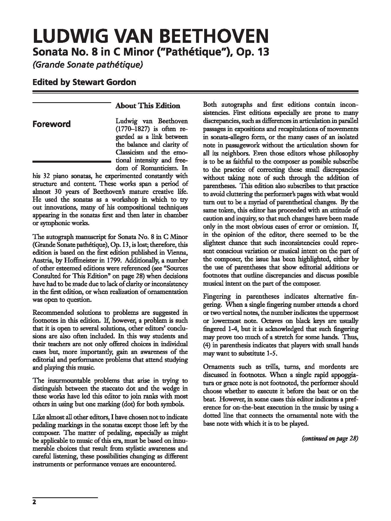 Beethoven: "Pathétique" Sonata No. 8 in C Minor, Opus 13 for Piano Solo