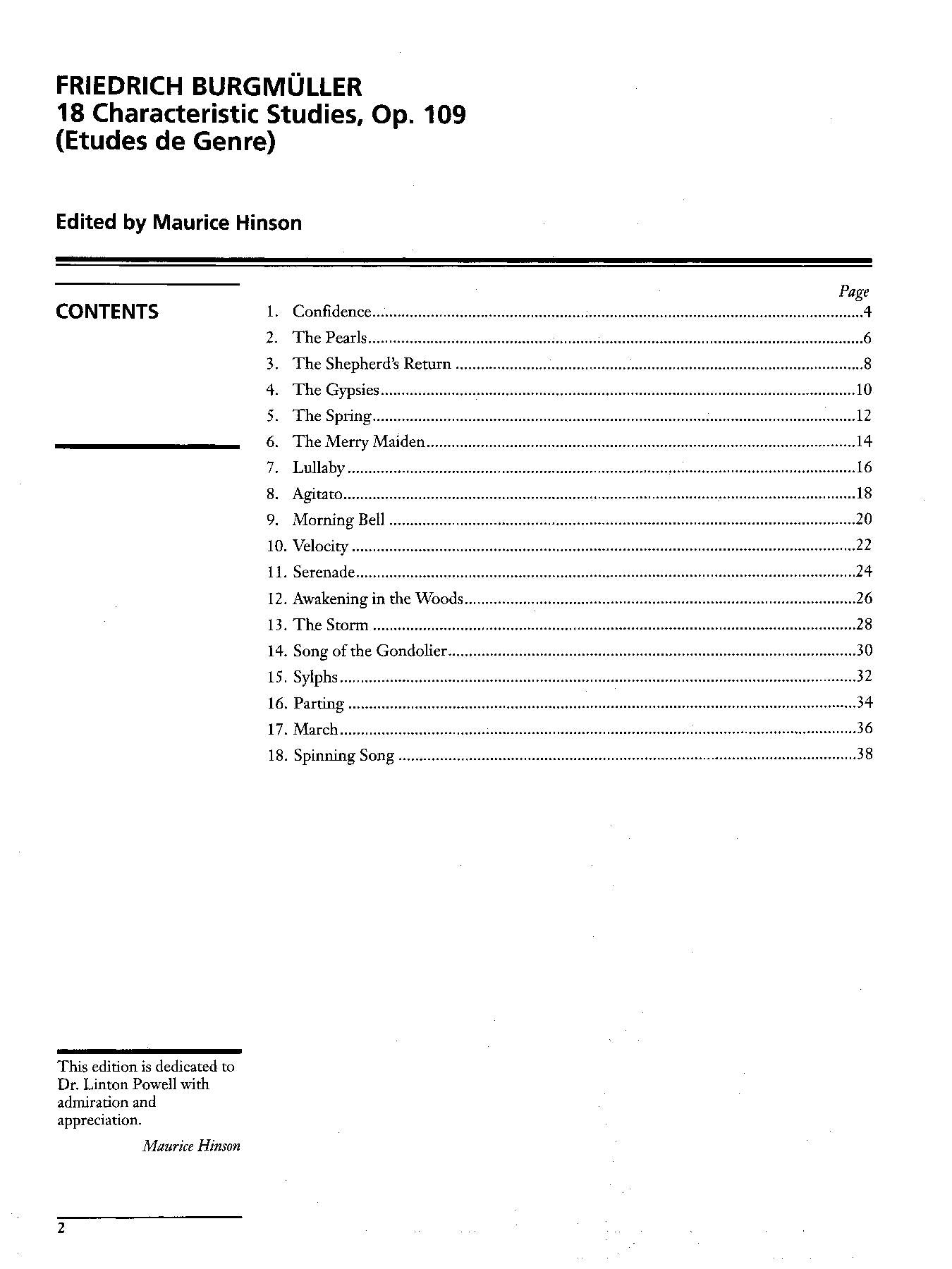 Burgmüller: 18 Characteristic Studies, Opus 109 for Piano Solo