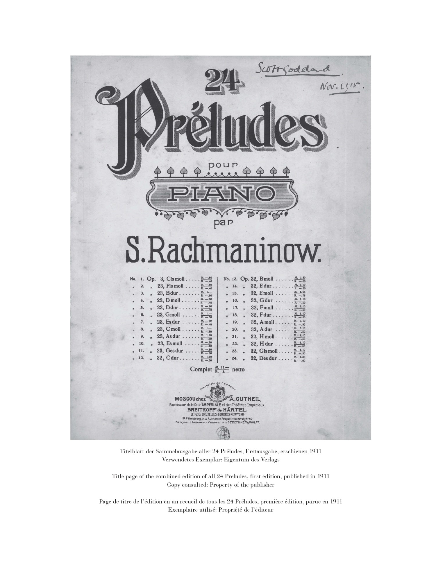 Rachmaninoff: 24 Preludes Piano Solo, Cloth Bound Urtext