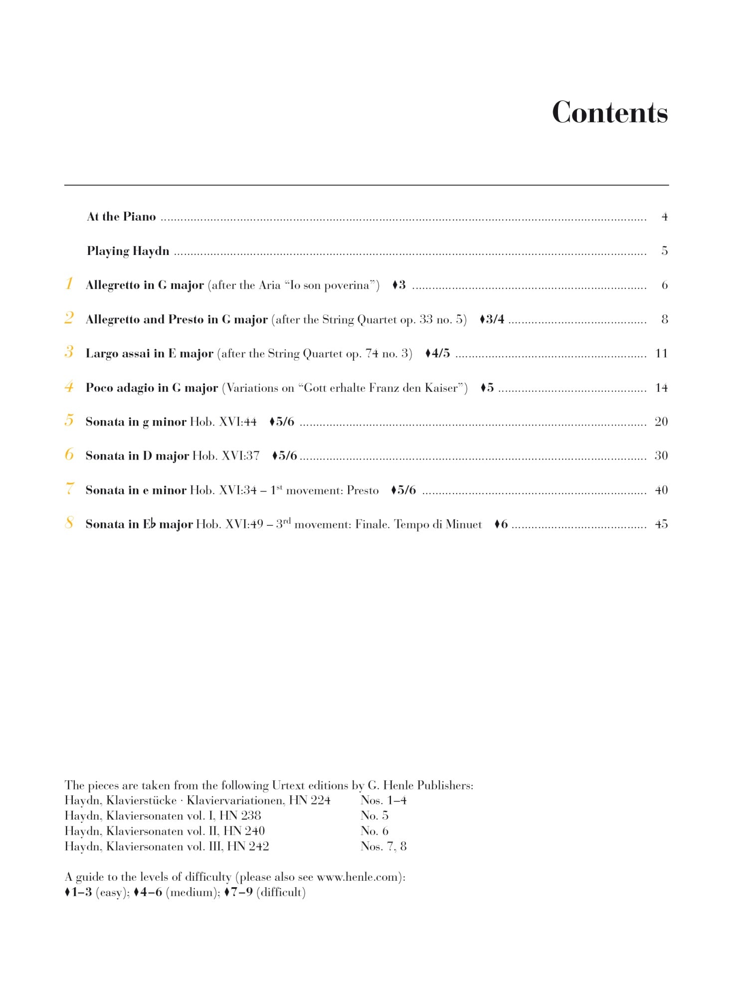 Haydn at the Piano - 8 Well-known Original Pieces