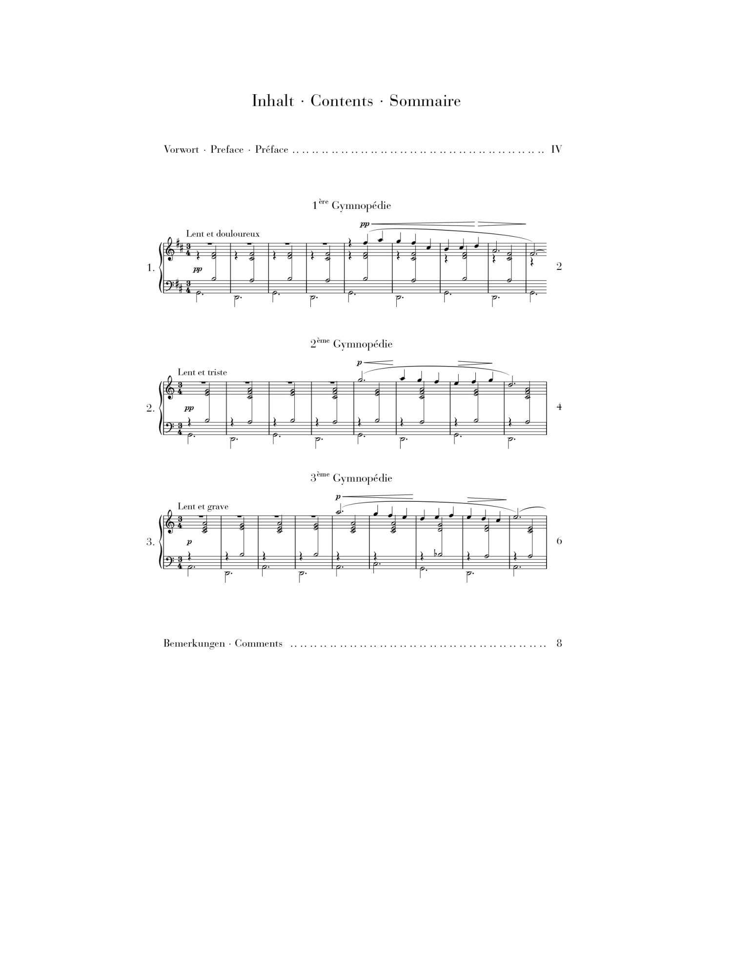 Satie: Gymnopedies Piano Solo