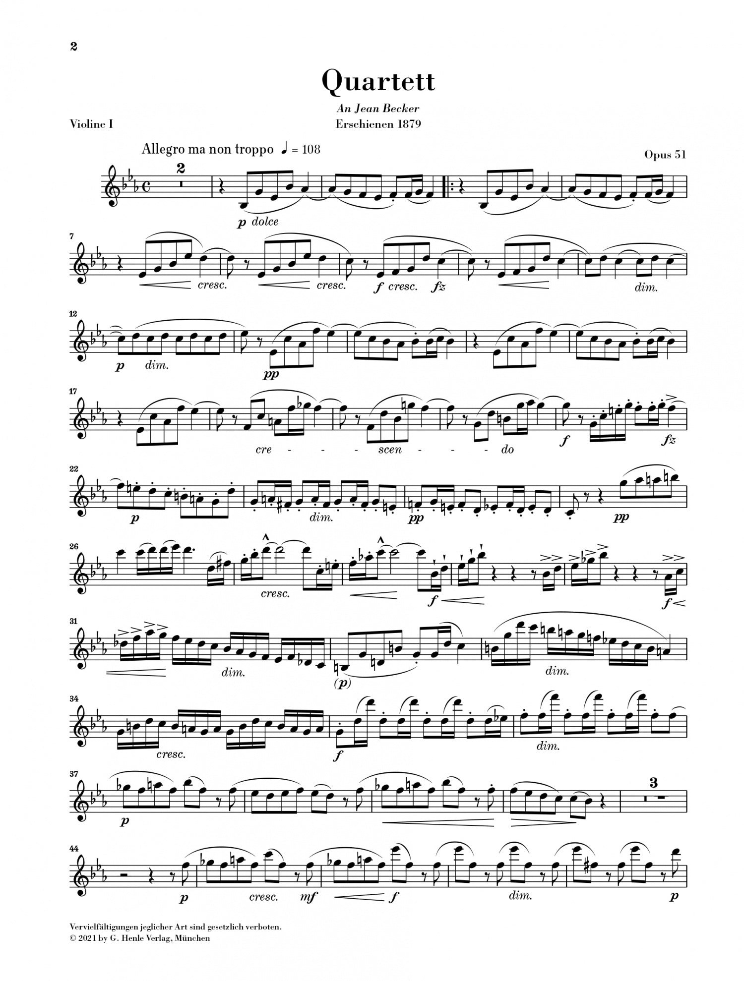 Dvořák: String Quartet E flat major op. 51 (Set of Parts)