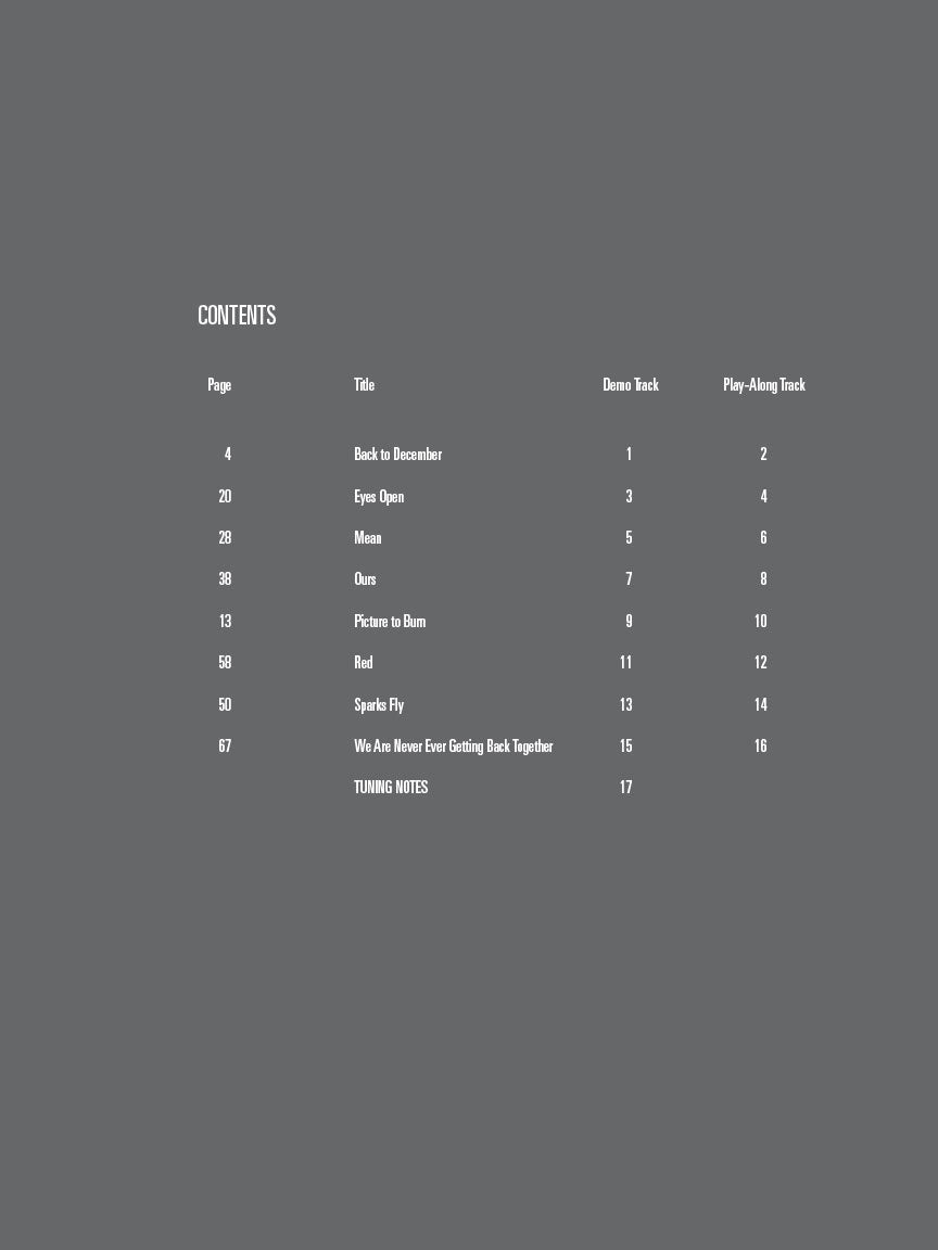 Taylor Swift, Guitar Play-Along Volume 169