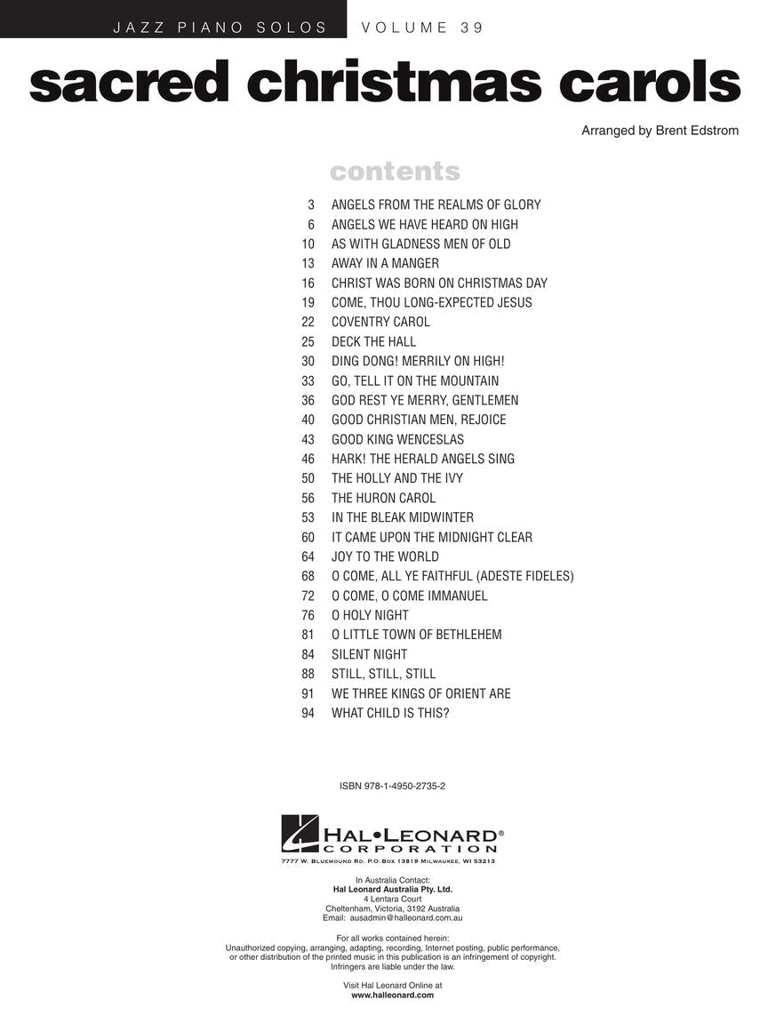 Sacred Christmas Carols - Jazz Piano Solos
