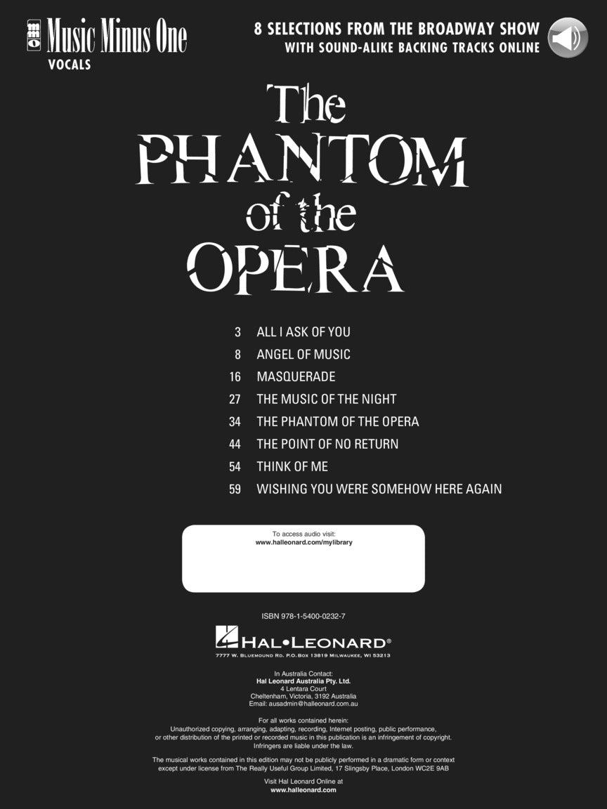 The Phantom Of The Opera - Vocal Selections (Music Minus One)