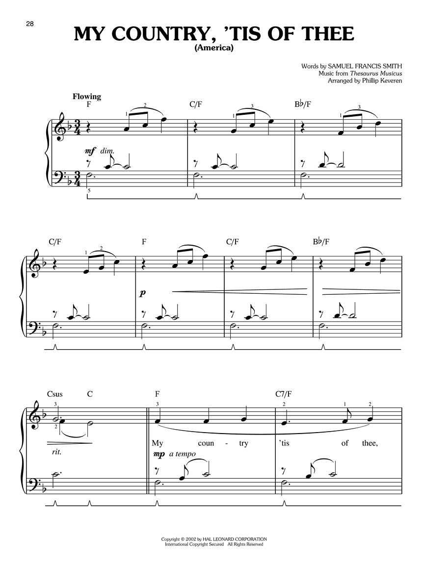 Sweet Land of Liberty for Easy Piano arr. Phillip Keveren