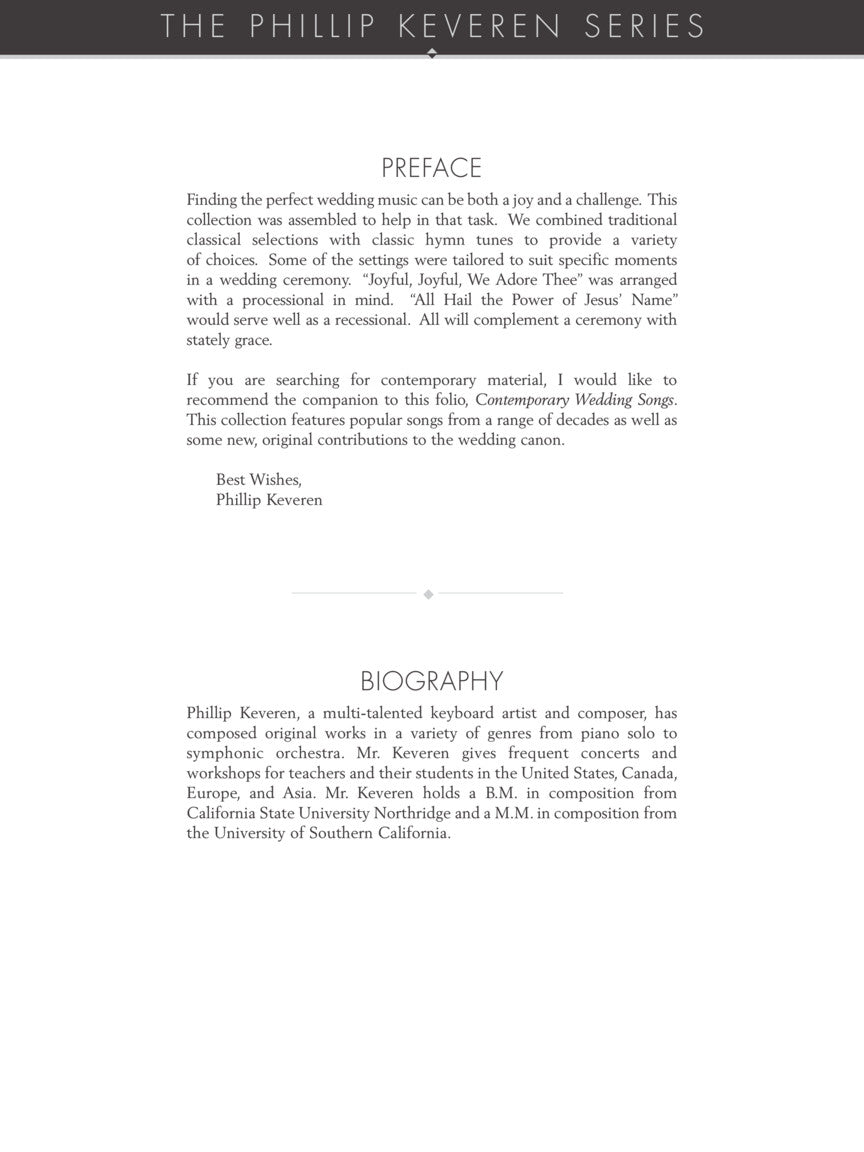 Classic Wedding Songs for Piano Soloist arr. Phillip Keveren
