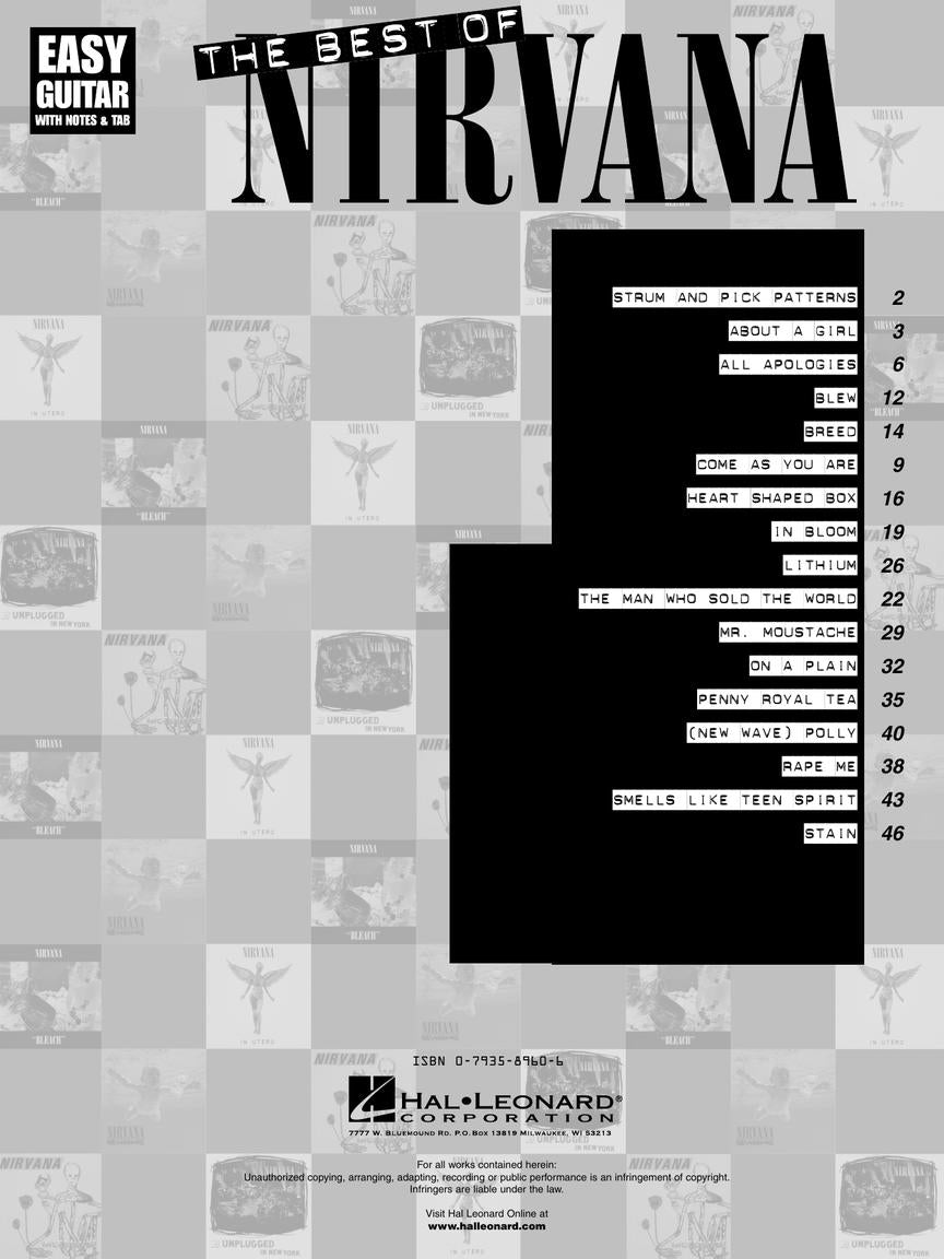 The Best of Nirvana, Easy Guitar with Notes & Tab