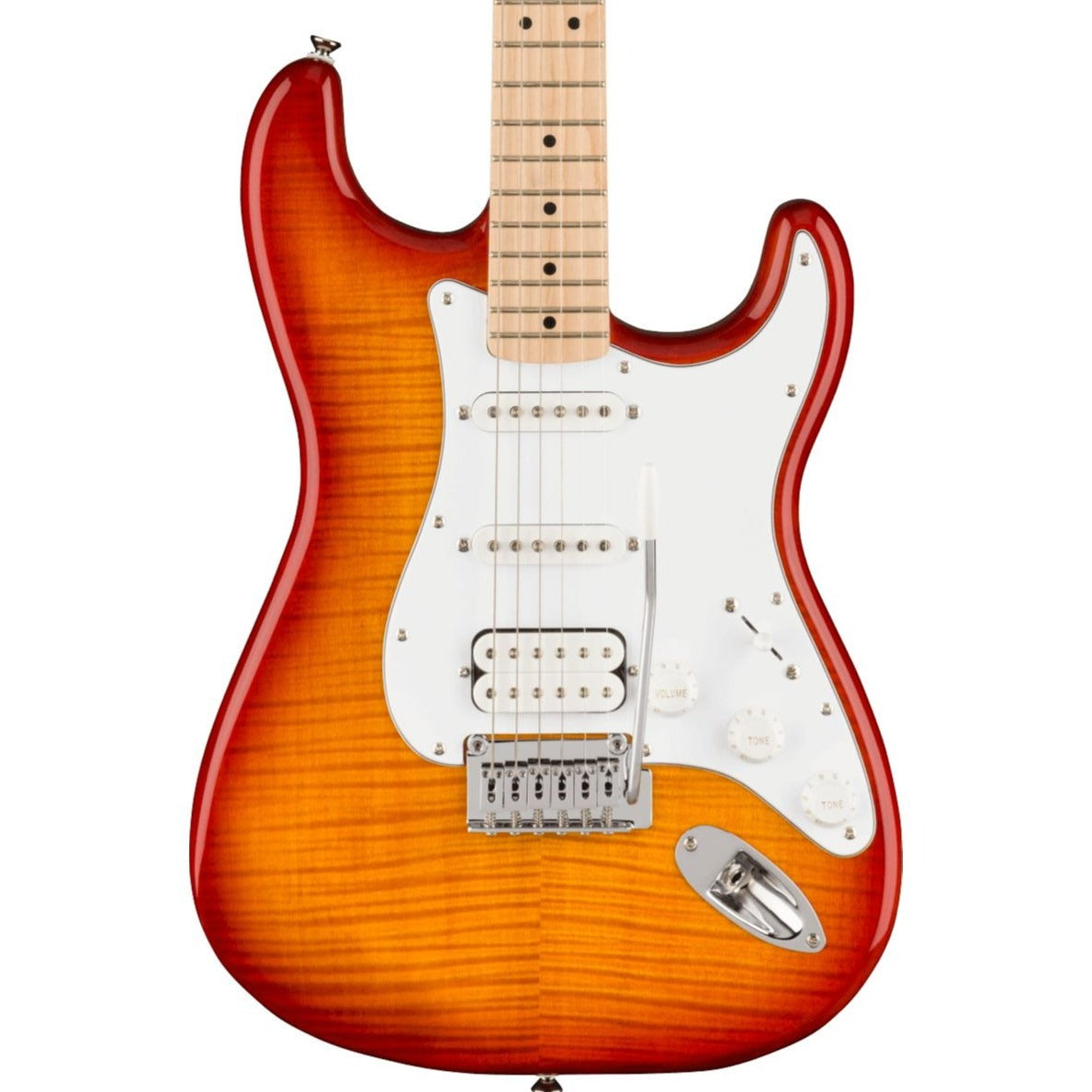 Squier Affinity Series Stratocaster HSS, Flame Maple Top, Sienna Sunburst