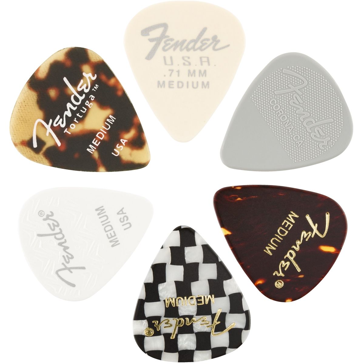 Fender Pick 351 Material Medley 6-Pack, 3 Thicknesses