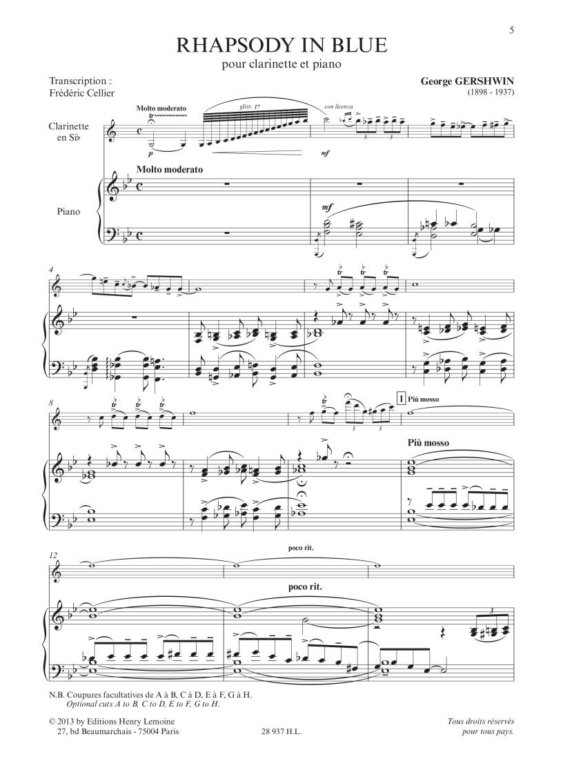 Gershwin: Rhapsody in Blue for Clarinet & Piano