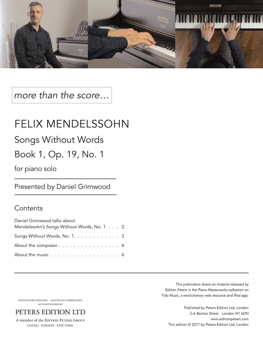 Mendelssohn: Songs Without Words No. 1 for Solo Piano
