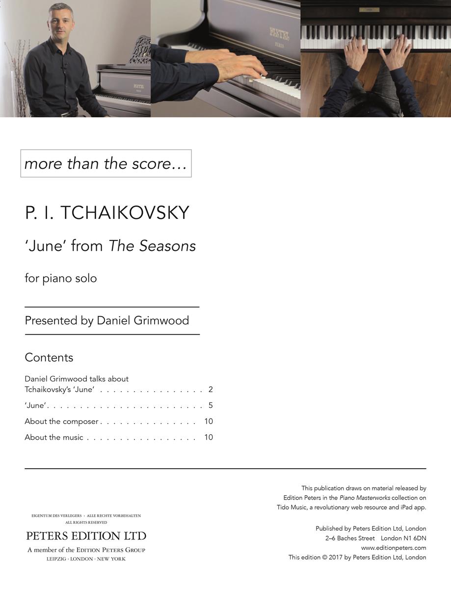 Tchaikovsky: June from The Seasons for Solo Piano