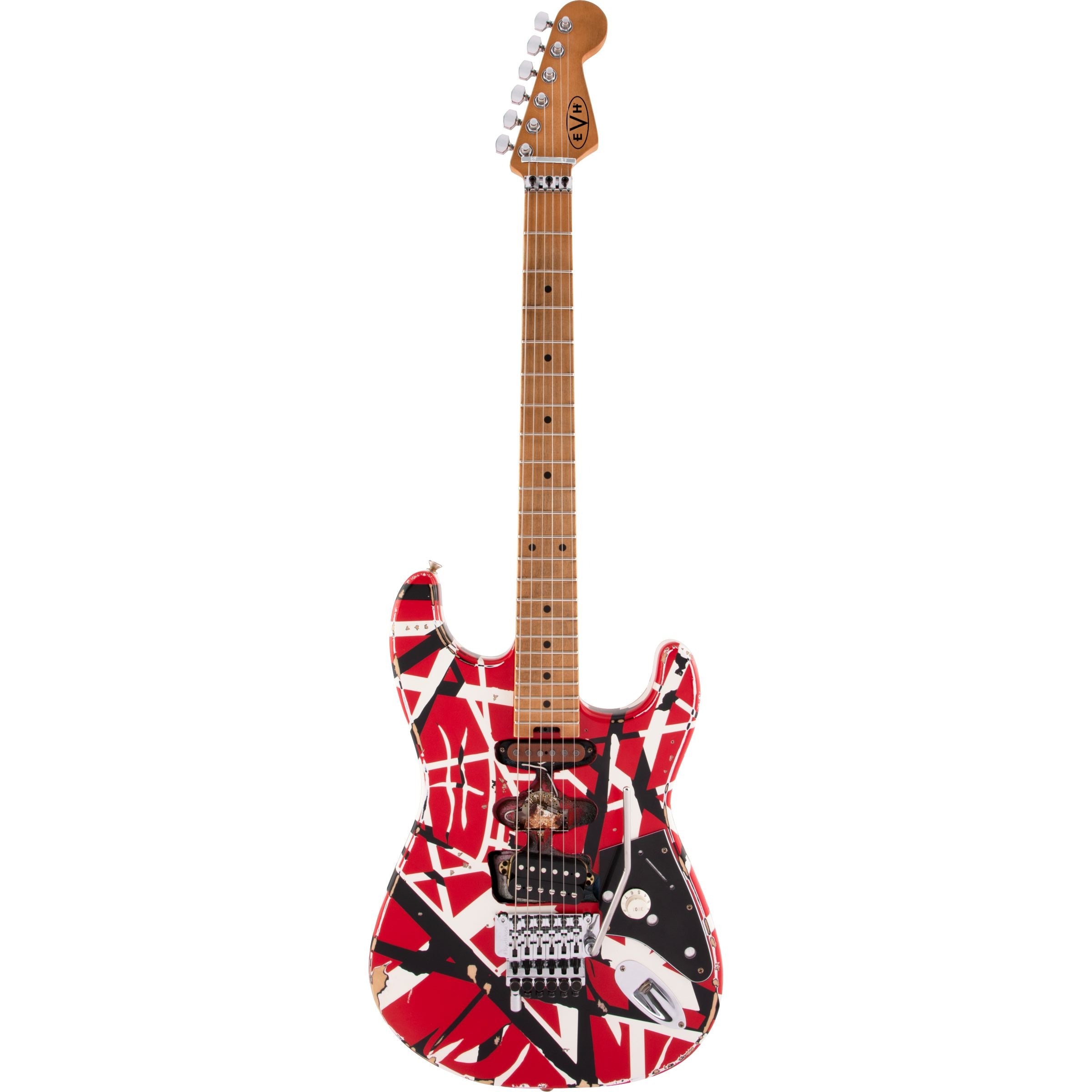 EVH Striped Series Frankie Guitar, Red with Black Stripes Relic