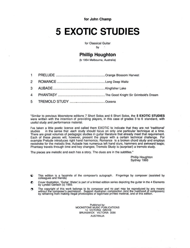 Houghton: 5 Exotic Studies for Classical Guitar
