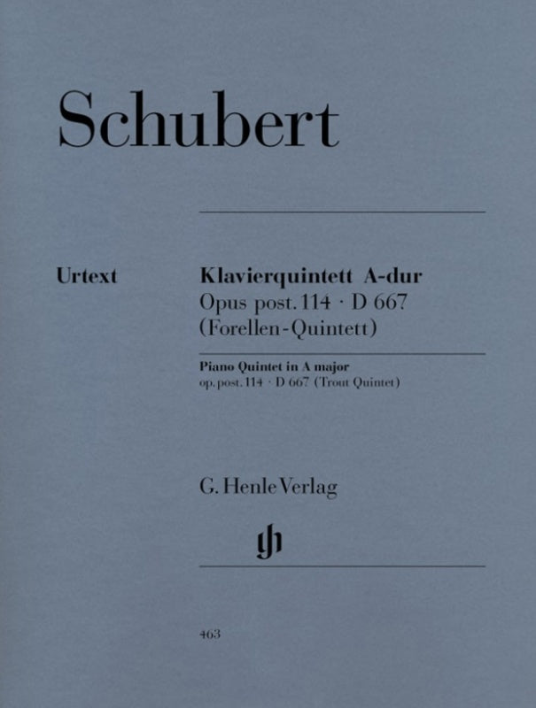 Schubert: Trout Quintet A Major Op Post 114 D Score & Parts
