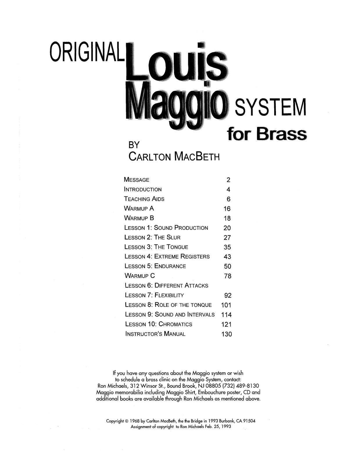 Original Louis Maggio System for Brass