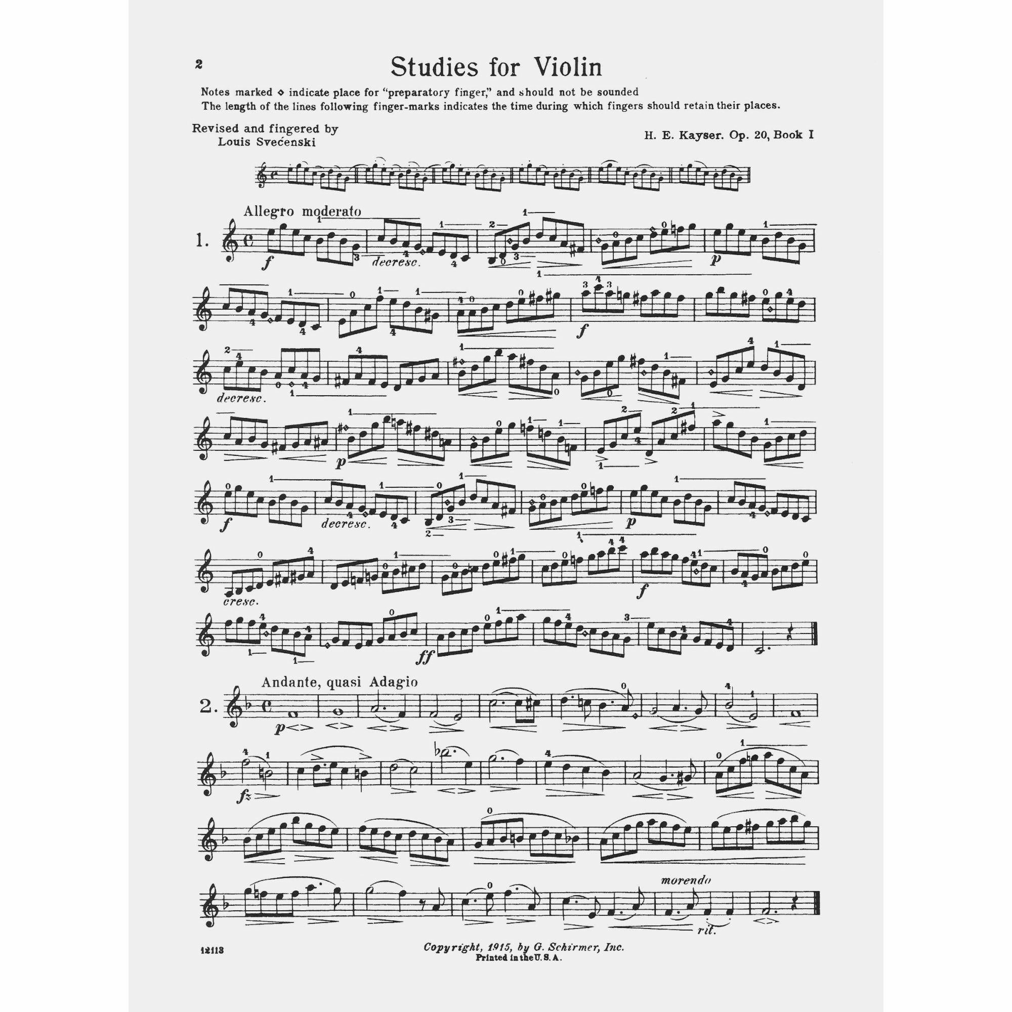 Kayser: 36 Elementary and Progressive Studies, Op. 20