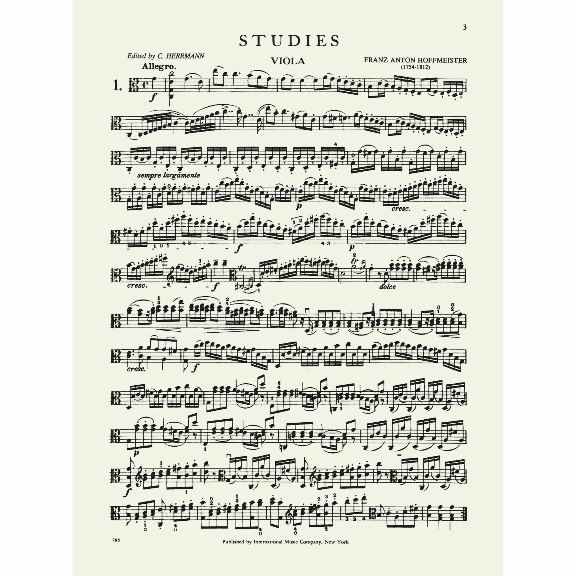Hoffmeister: 12 Studies for Viola