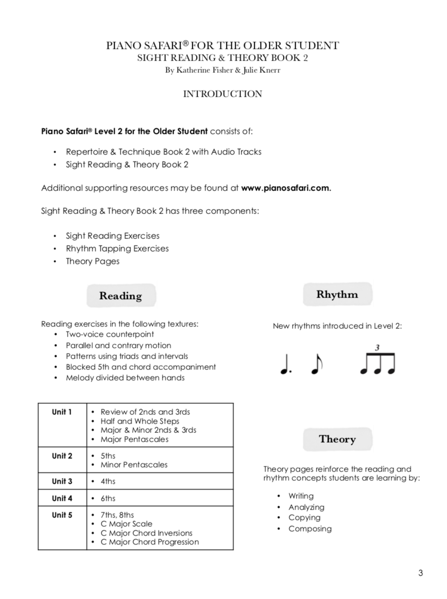 Piano Safari Sight Reading & Theory for the Older Student Book 2