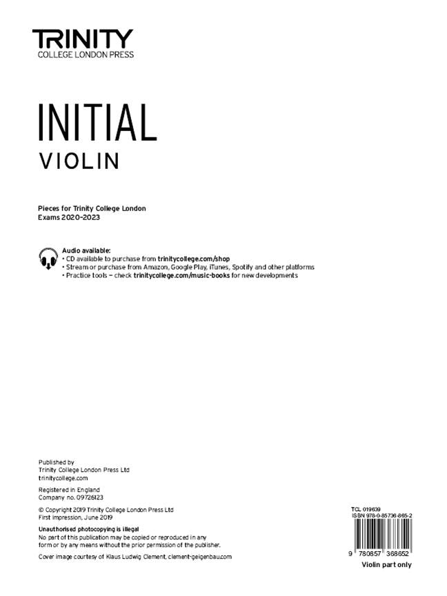 Trinity Violin 2020-23, Initial, Part Only