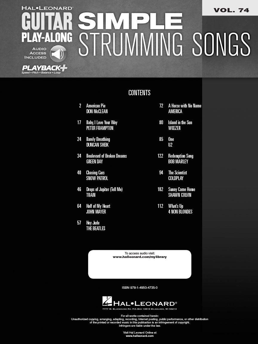 Simple Strumming Songs Guitar Play-Along