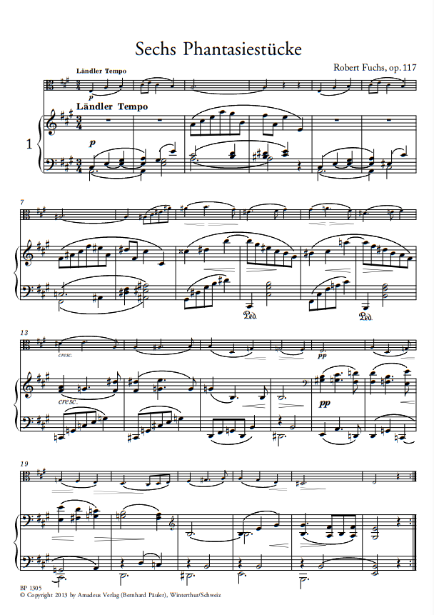 Fuchs: Six Fantasy Pieces for Viola and Piano, Op. 117