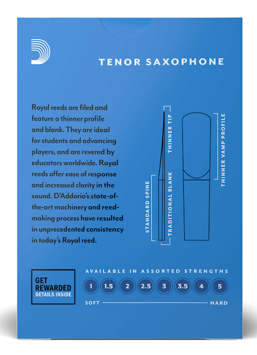 Rico Royal Tenor Saxophone Reeds, 10-Pack