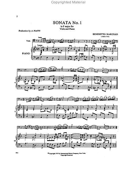 Marcello: Two Sonatas (F Major & G Minor) for Viola & Piano