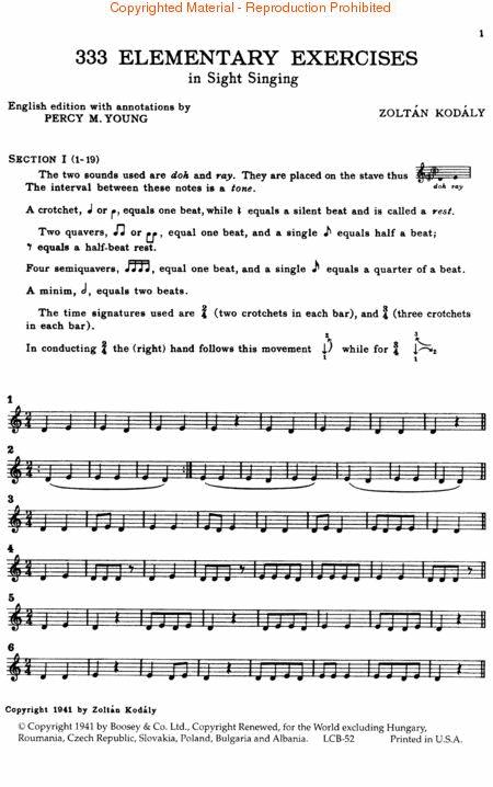 Kodaly: 333 Elementary Exercises in Sight Singing