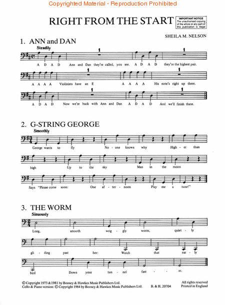 Right From The Start - Cello Part